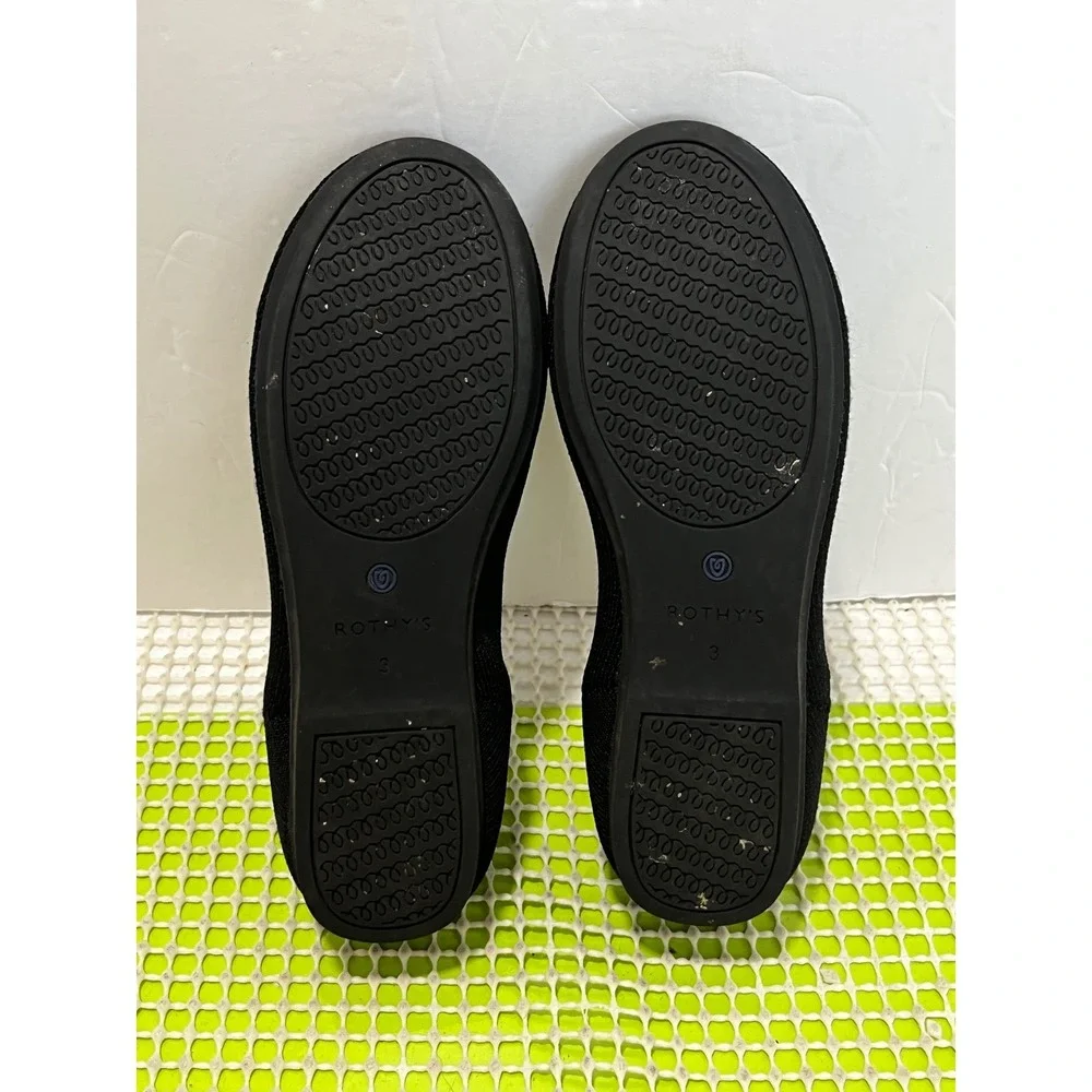 Rothy's Loafer Kids Size K3 Black Solid Knit Slip On Shoes 004-100 EUC